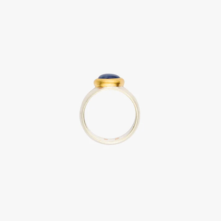 Kyanit Ring 10x10mm rund Caboshon Sterling Silber & Gold Vermeil MonikaHerré