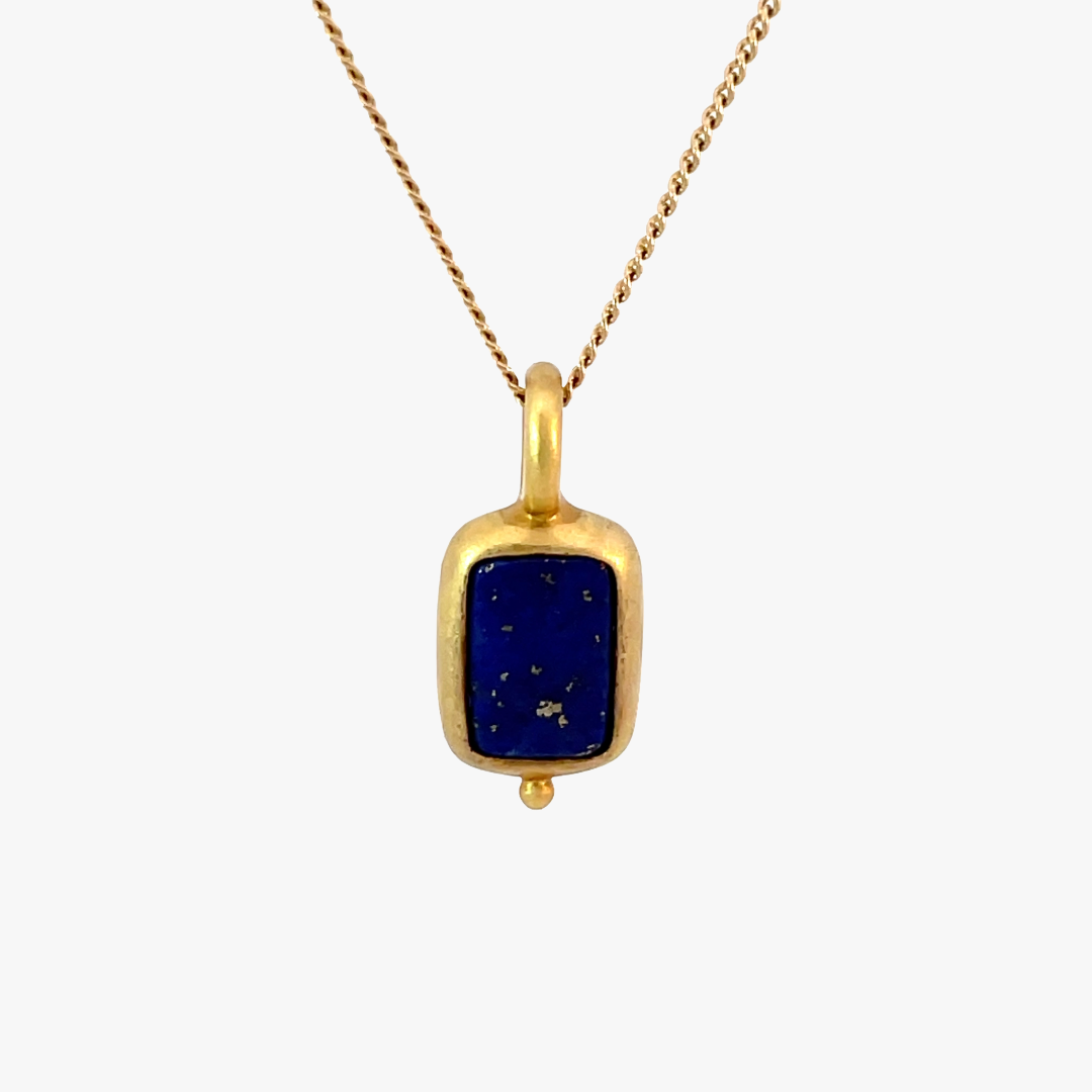 Lapislazuli Anhänger 12x6mm eckig facettiert Gold Vermeil Monika Herré