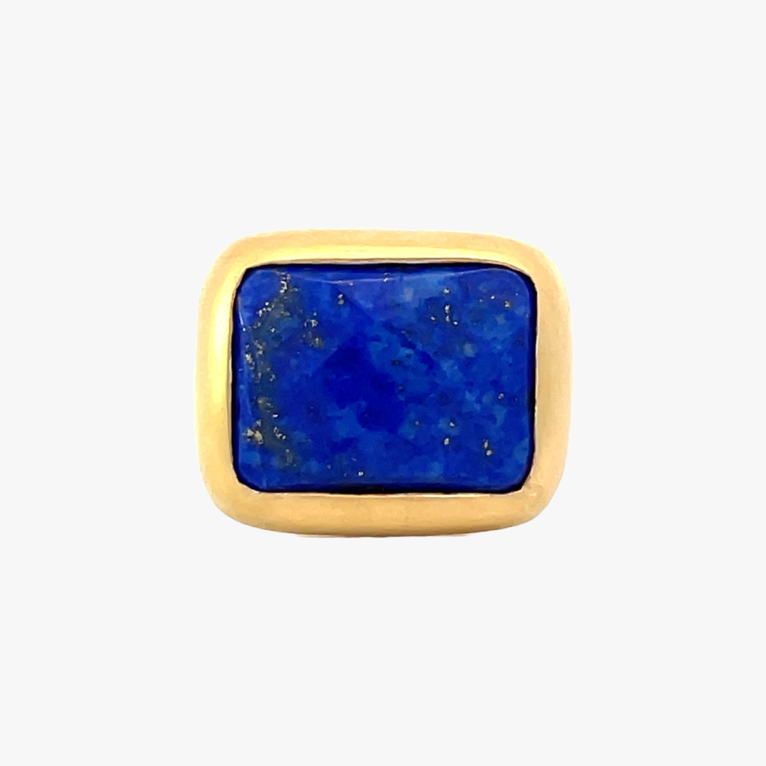 Lapislazuli Ring 20x15mm eckig facettiert Sterling Silber & Gold Vermeil Monika Herré