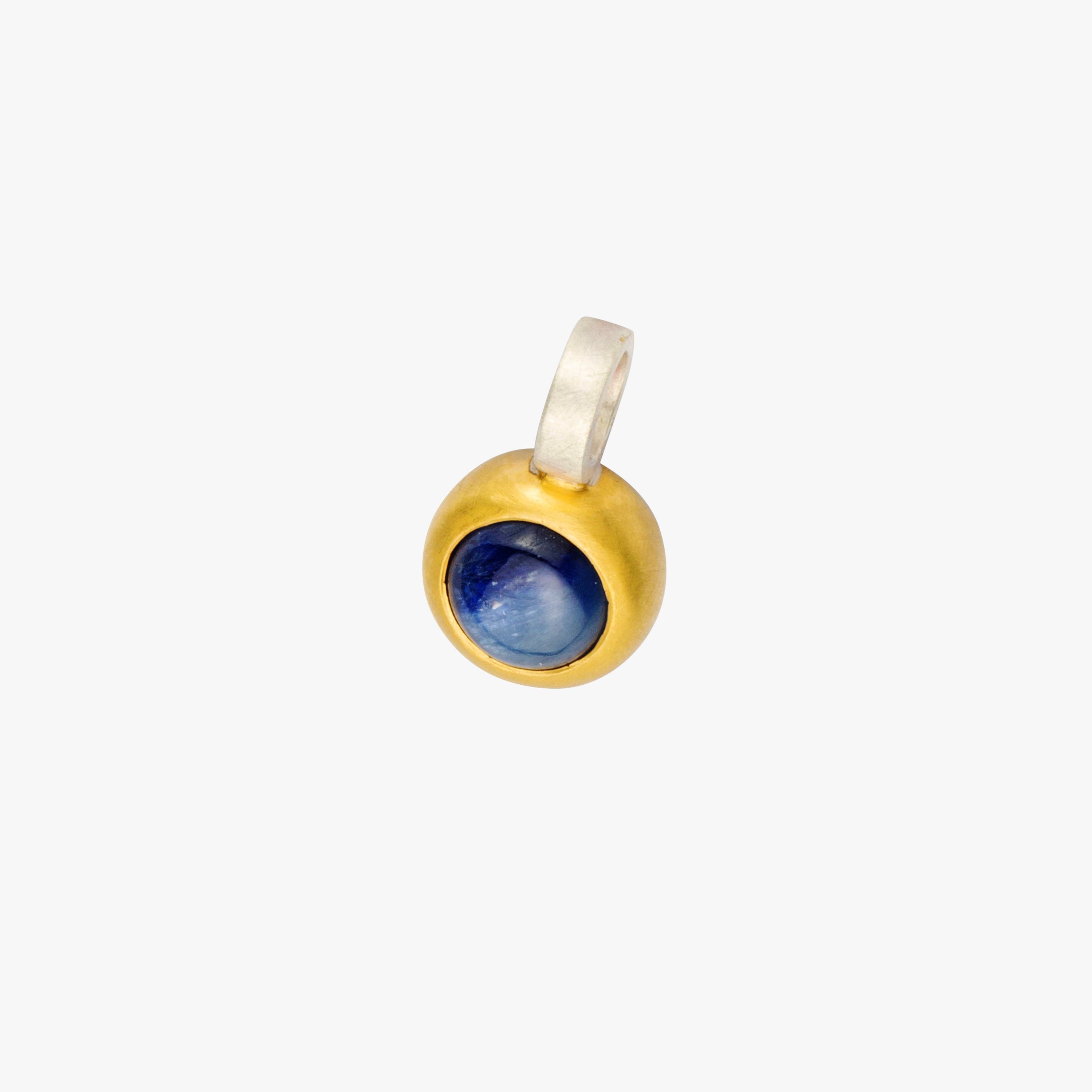 Kyanit Anhänger 10x10mm rund Caboshon Sterling Silber & Gold Vermeil MonikaHerré