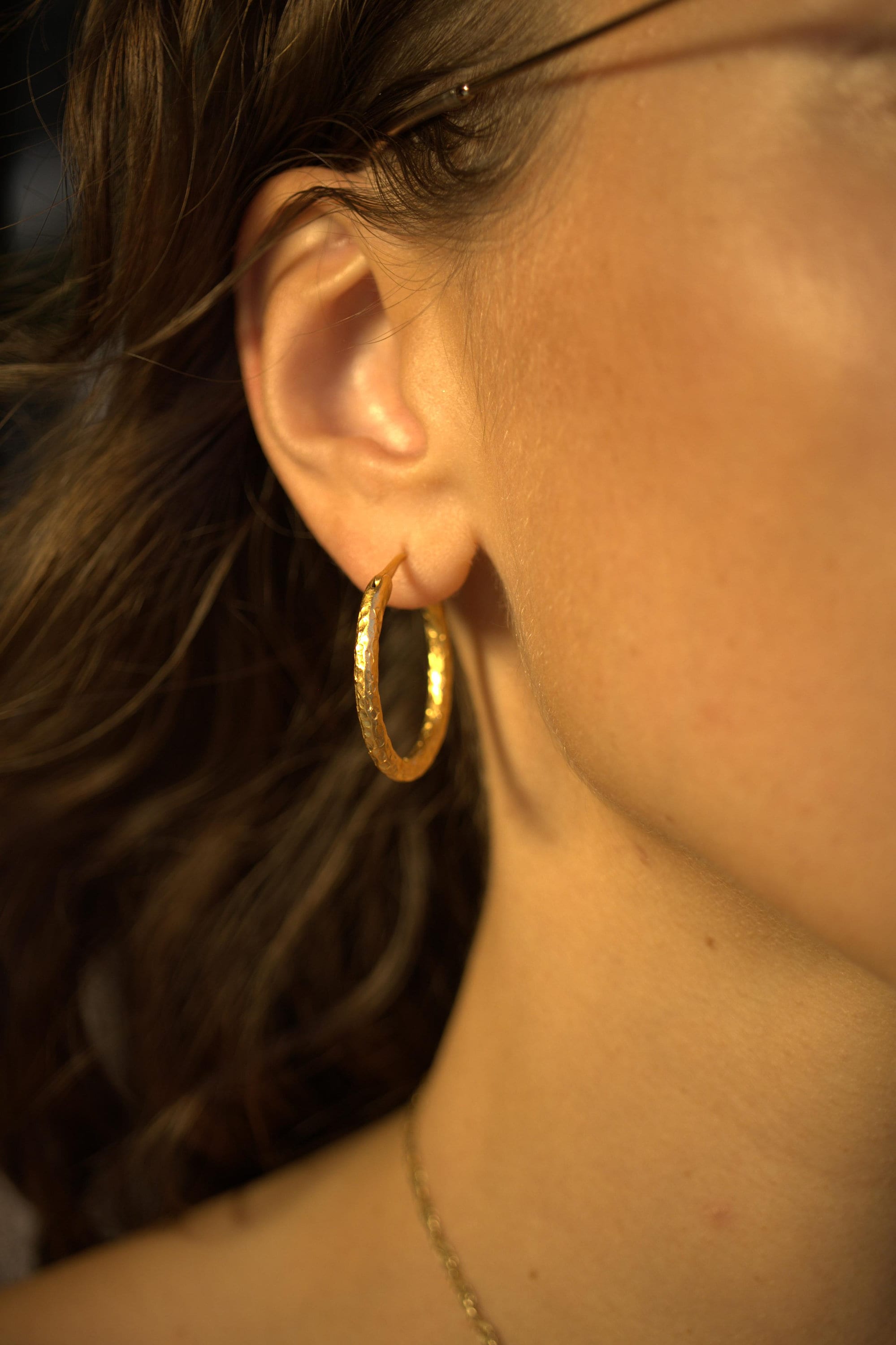 Creolen gehämert 3mm dick massives Gold Vermeil MonikaHerré