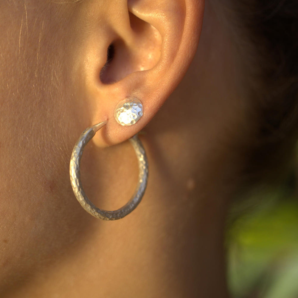 Creolen gehämmert 3mm dick massives Sterling Silber Monika Herré