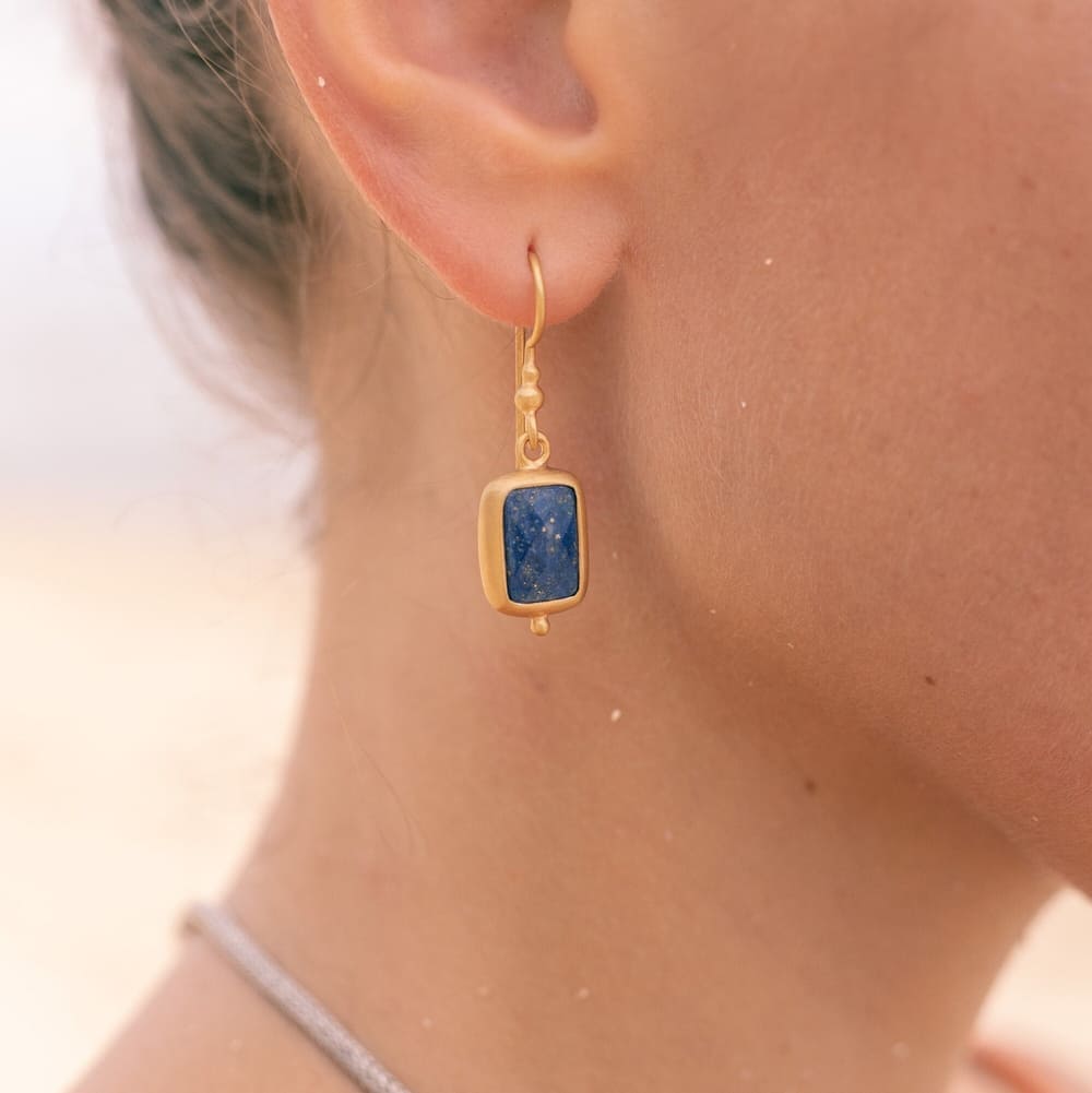 gold Lápiz lazuli earrings, handmade Lapis Lazuli -earrings, 925 sterling silver -jewelry, Ohrringe mit Lapis Stein, Christmas gift for her
