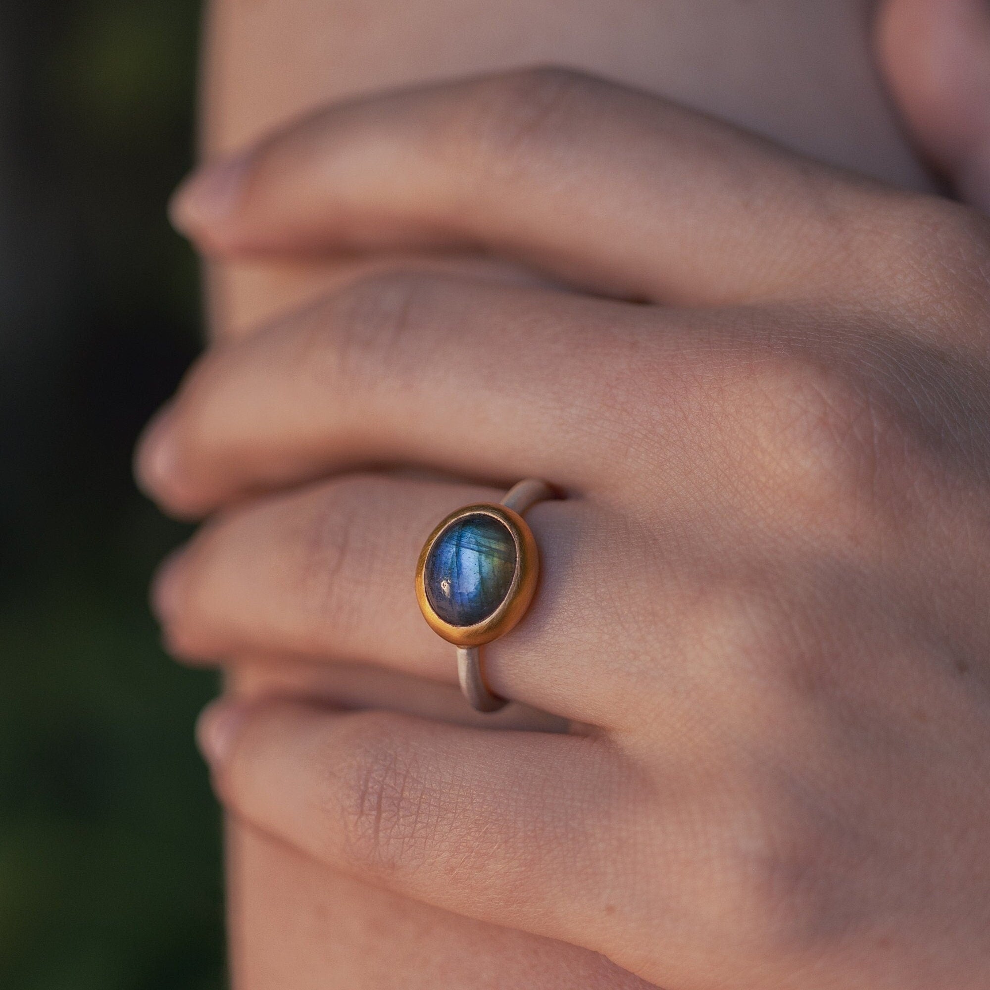 Labradorite Solitaire -ring, handmade high quality artisanal -rings, mixed metals -jewelry, Geburtstagsgeschenk für sie, ...jewelry