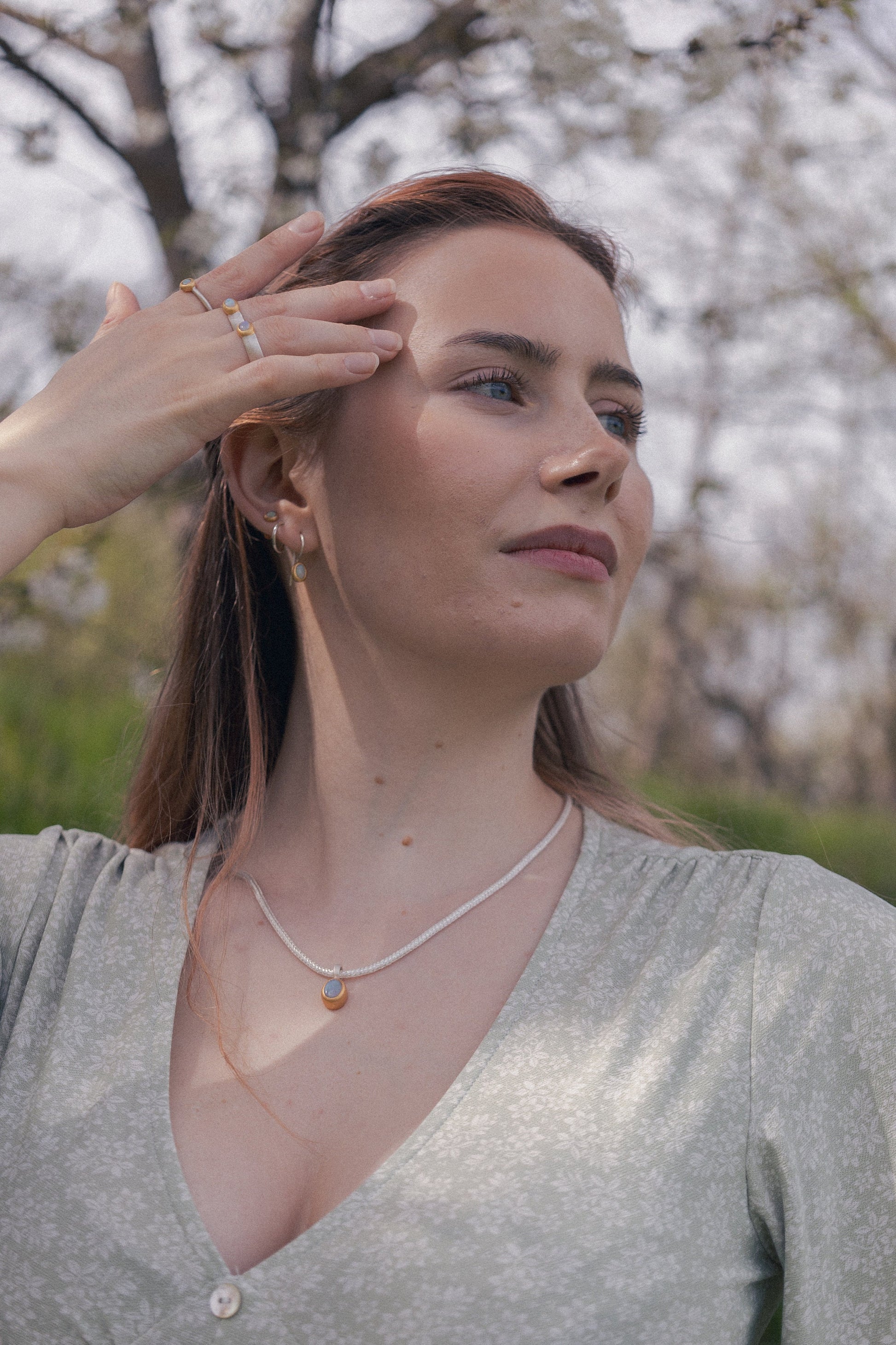 Australian opal ring, fair-mined opals, handmade artisanal Sterling silver ring with a thick gold-plating, high quality mixed metals jewelry