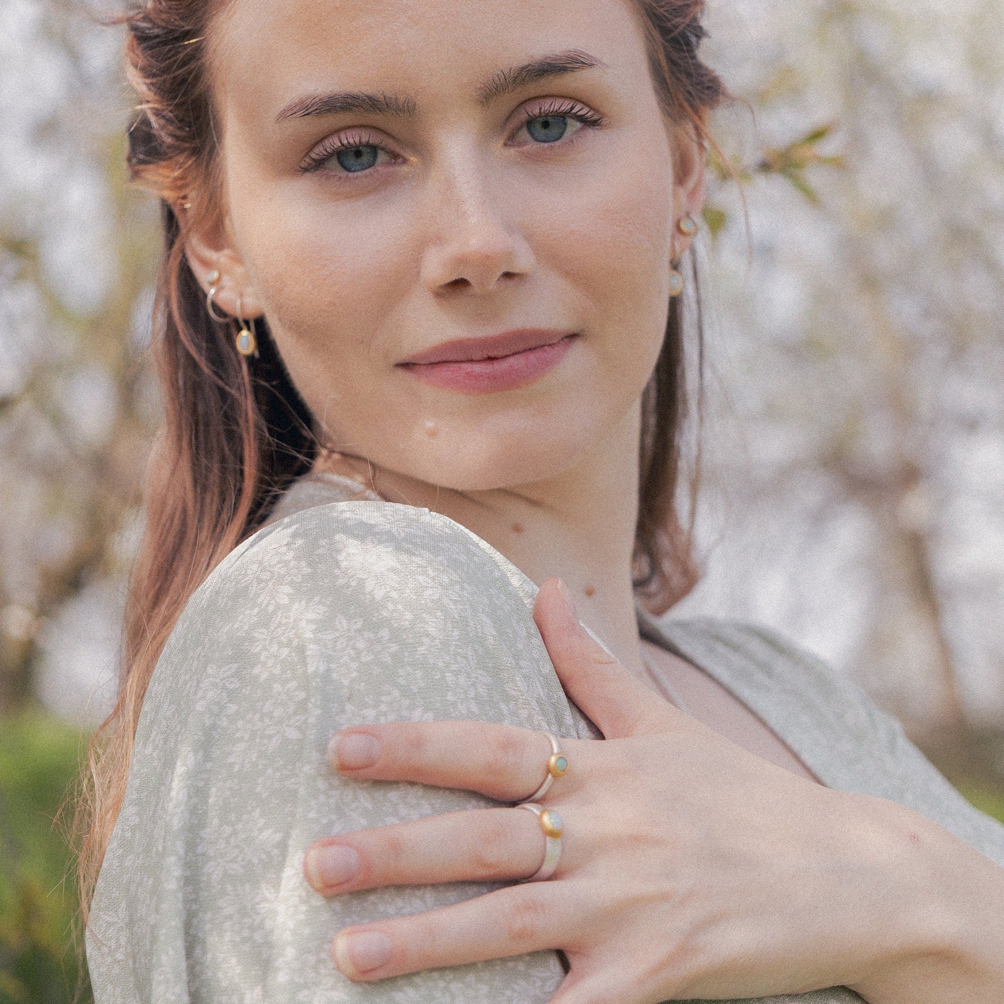 Australian opal ring, fair-mined opals, handmade artisanal Sterling silver ring with a thick gold-plating, high quality mixed metals jewelry