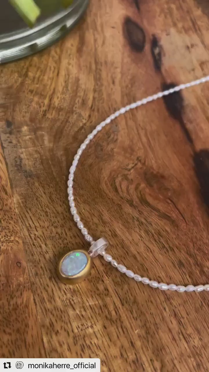 Australian opal ring, fair-mined opals, handmade artisanal Sterling silver ring with a thick gold-plating, high quality mixed metals jewelry