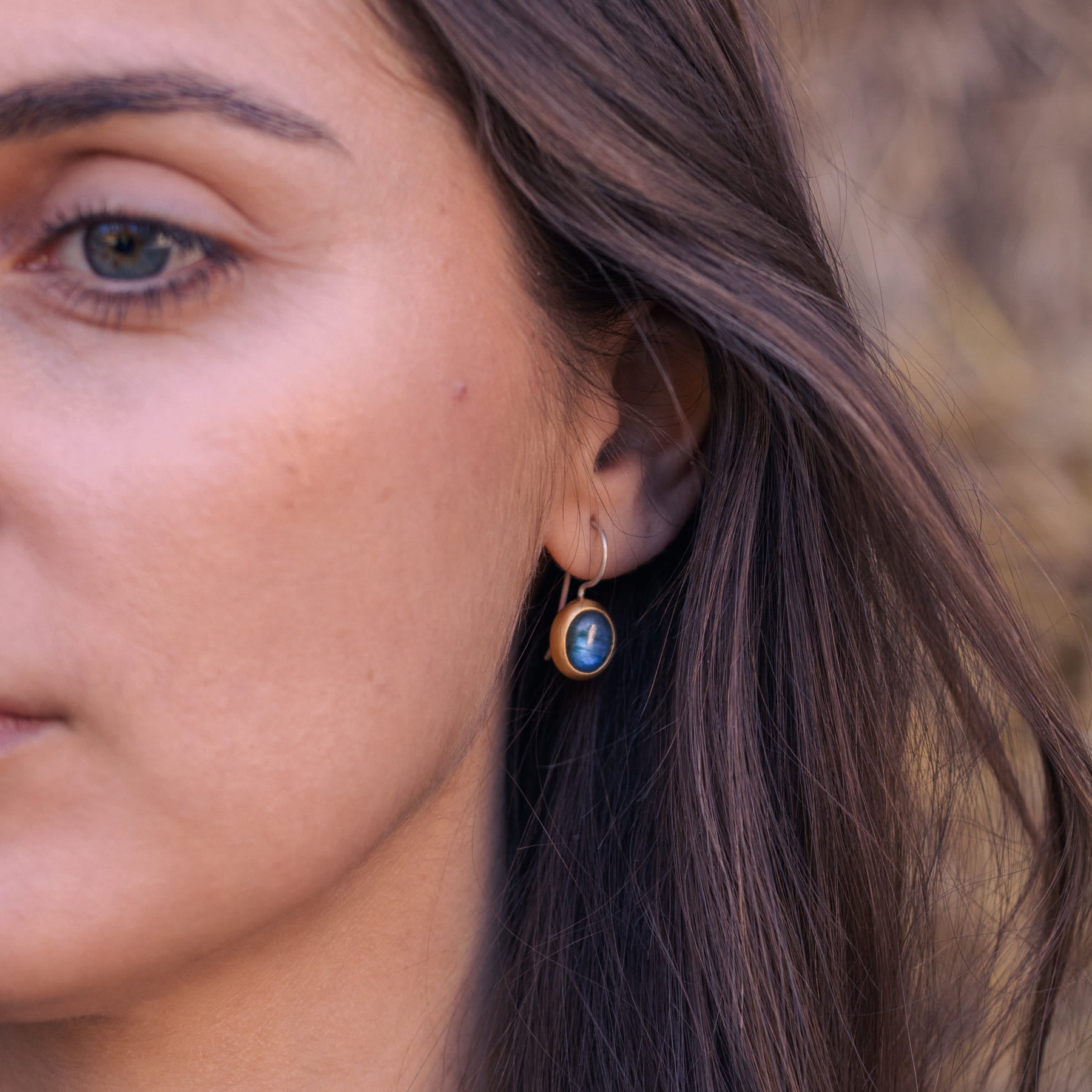 Labradorit Ohrhänger 10x8mm oval Cabouchon Sterling Silber & Gold Vermeil MonikaHerré