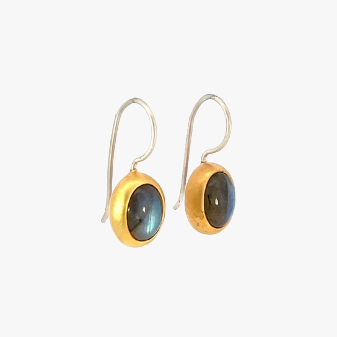 Labradorit Ohrhänger 10x8mm oval Cabouchon Sterling Silber & Gold Vermeil MonikaHerré