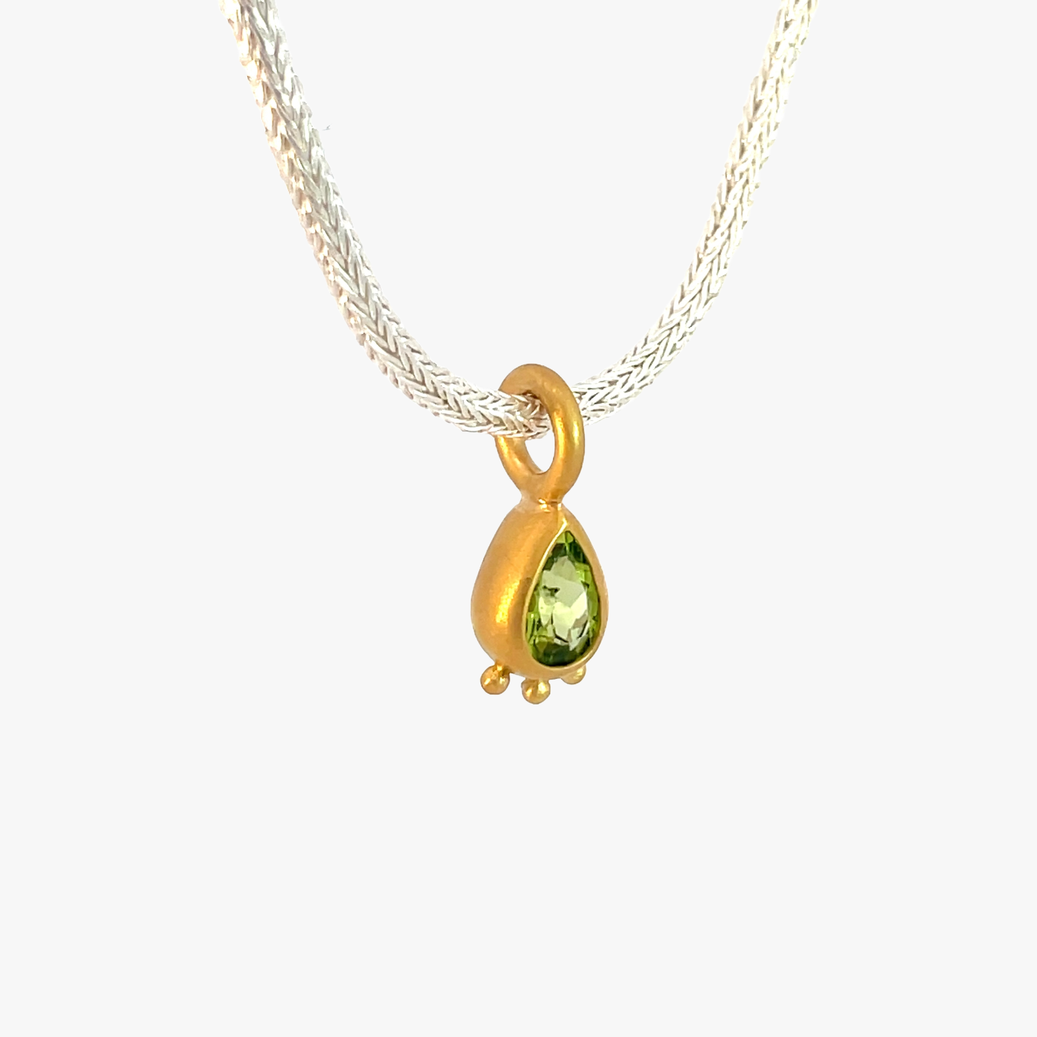 Peridot Anhänger Tropfenschliff facettiert Sterling Silber & Gold Vermeil MonikaHerré