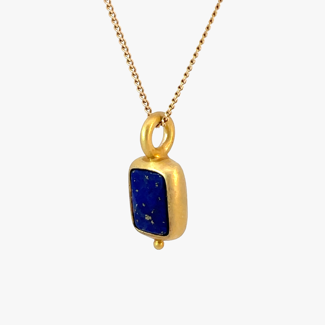 Lapislazuli Anhänger 12x6mm eckig facettiert Gold Vermeil Monika Herré