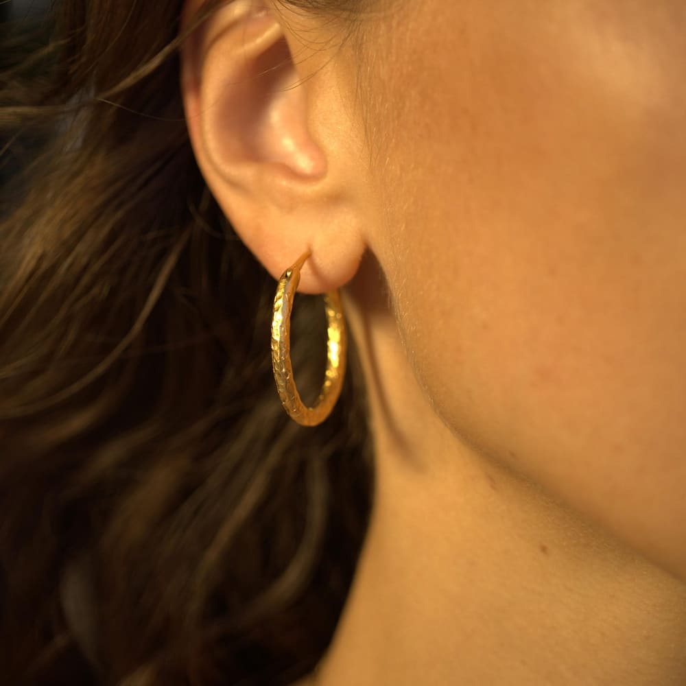 Creolen gehämert 3mm dick massives Gold Vermeil MonikaHerré