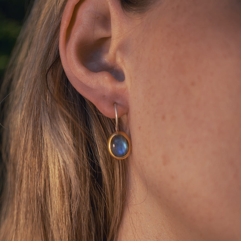 Labradorite earrings, handmade high quality artisanal -earrings, mixed metals -jewelry, Sterling Silver ...jewelry, golden ''' earrings