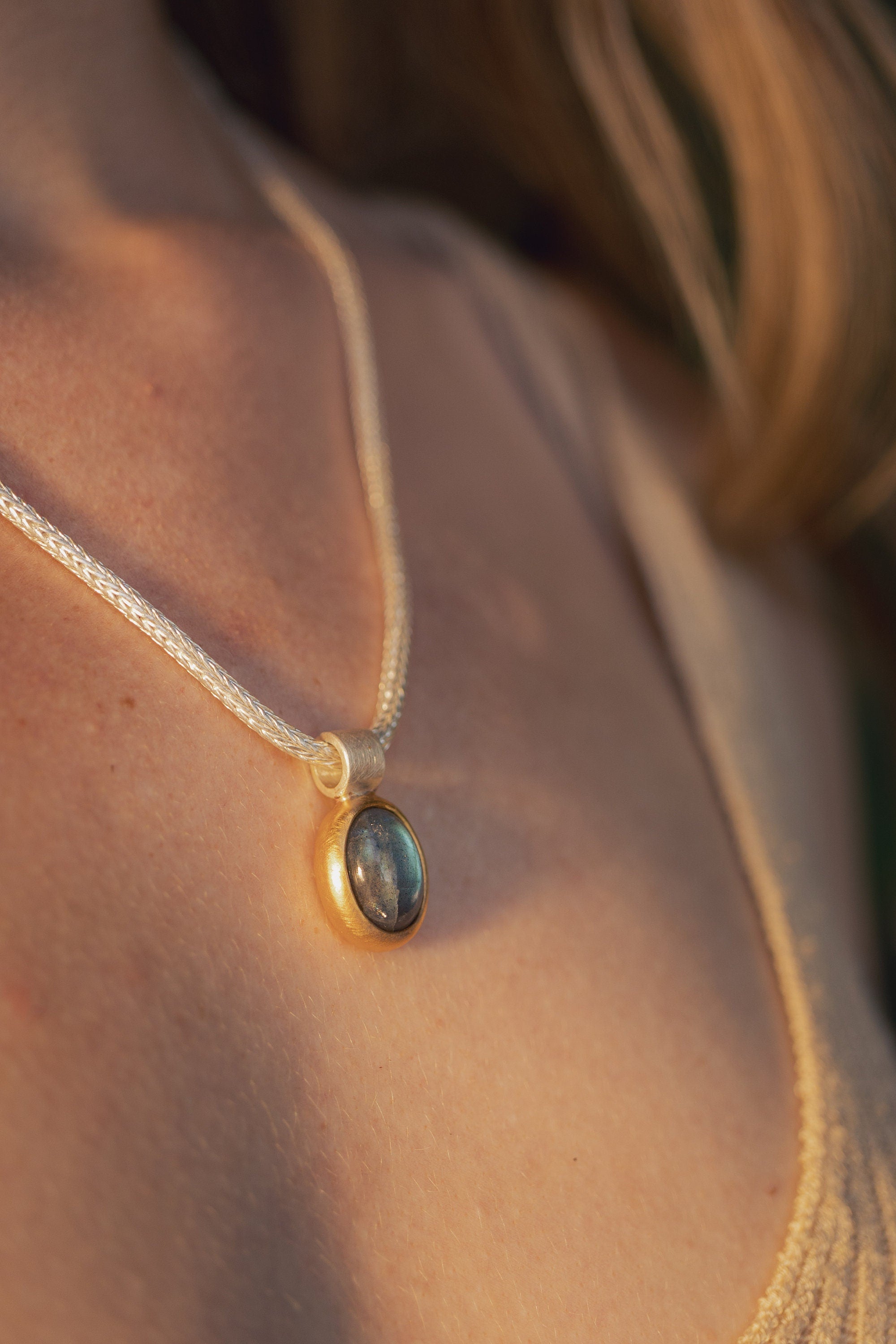 Anhänger Labradorite, mixed metals -jewelry, handmade high quality artisanal pendant, Geburtstagsgeschenk für sie, Sterling Siver ...jewelry