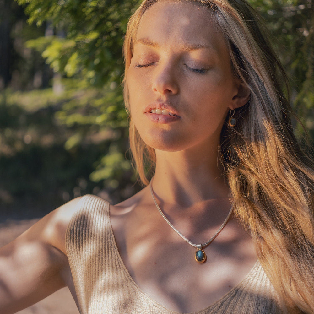 Anhänger Labradorite, mixed metals -jewelry, handmade high quality artisanal pendant, Geburtstagsgeschenk für sie, Sterling Siver ...jewelry